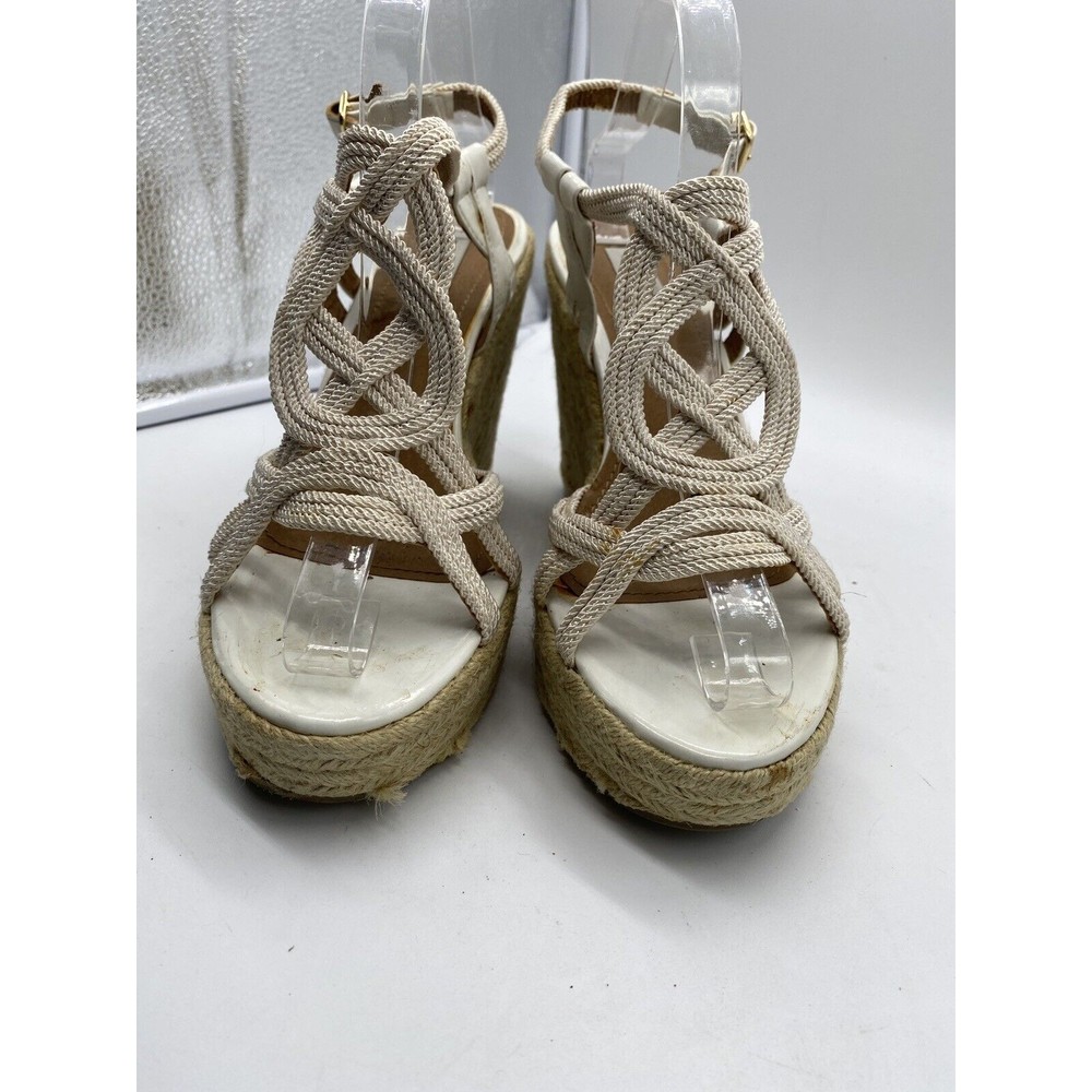 Steve Madden Womens White T Strap Platform Sandal Wedge Shoes Size 11 M